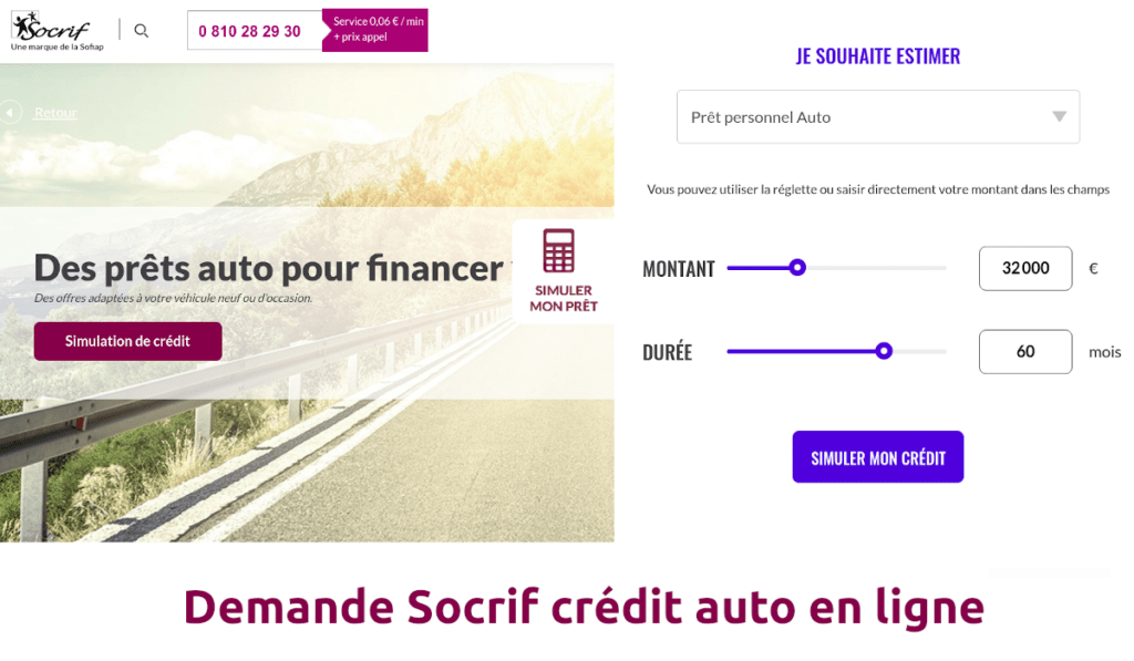 Demande Socrif crédit auto